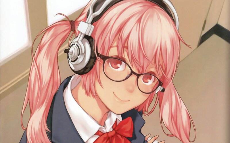 anime girl with headphones