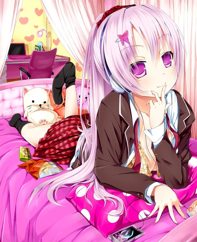 Anime girl with headphones
