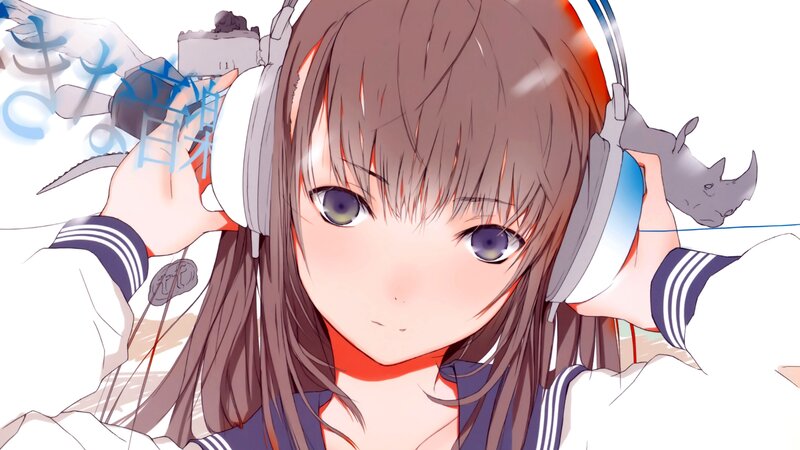 anime girl with headphones