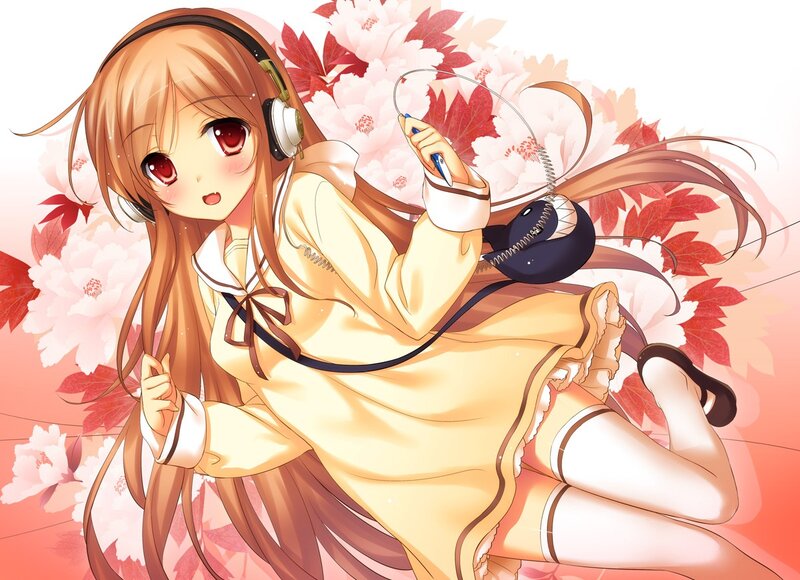 Anime girl with headphones