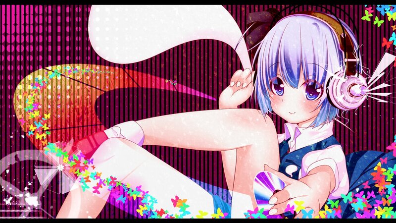 anime girl with headphones