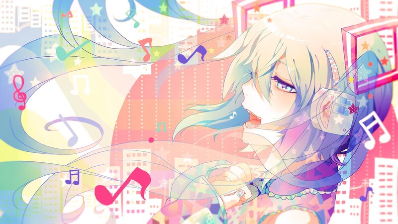anime girl with headphones