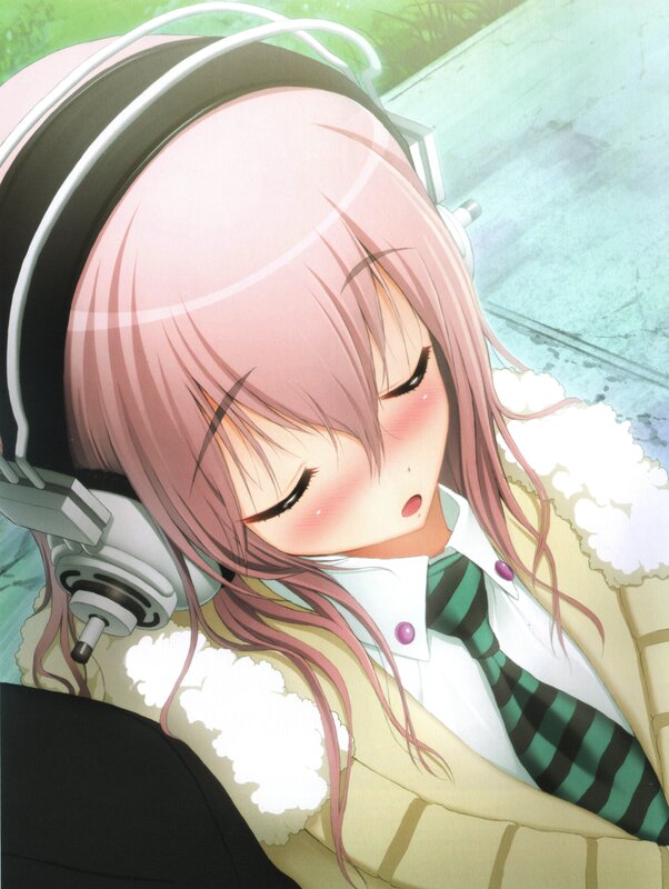 Anime girl with headphones