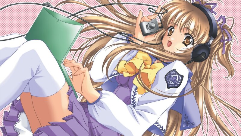 anime girl with headphones