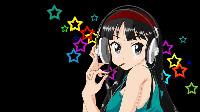 anime girl with headphones