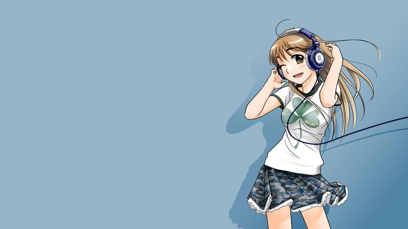 anime girl with headphones