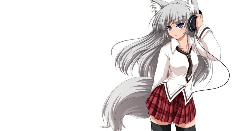 anime girl with headphones