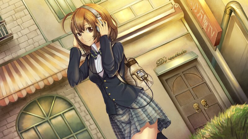 anime girl with headphones