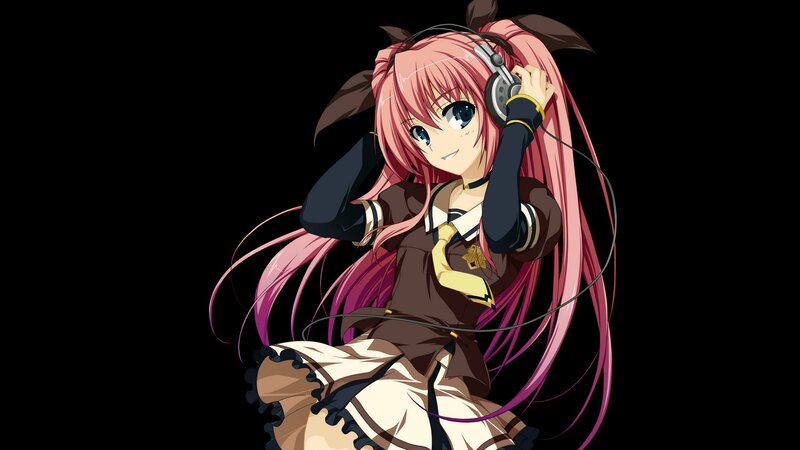 anime girl with headphones