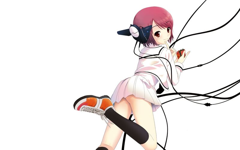 anime girl with headphones