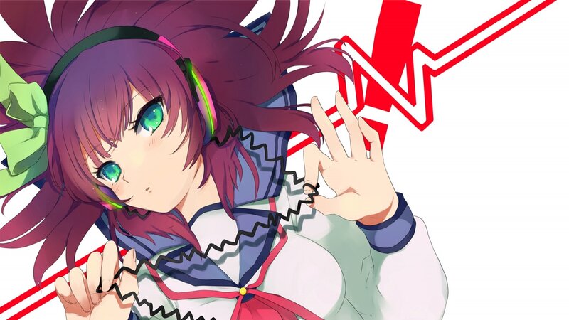 anime girl with headphones