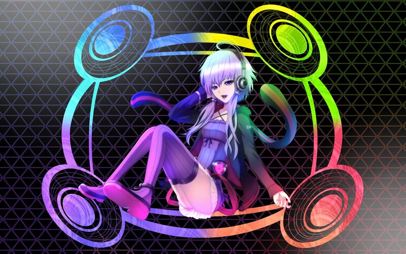 anime girl with headphones