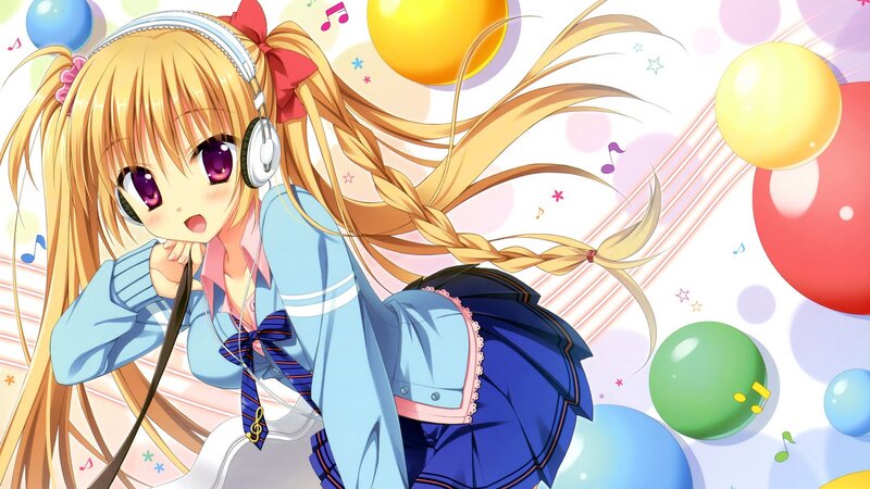 anime girl with headphones