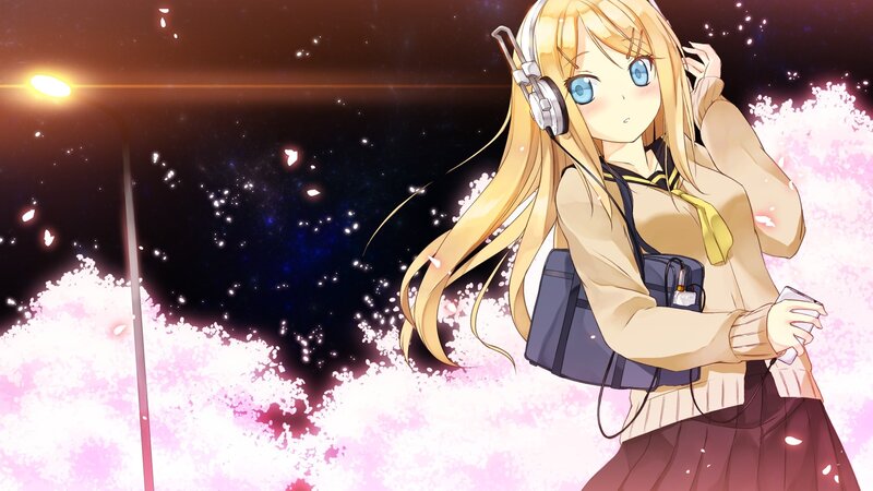 anime girl with headphones
