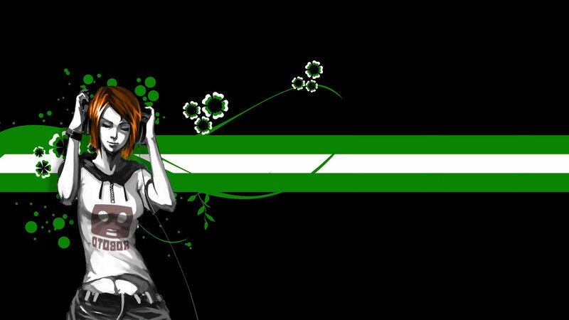 anime girl with headphones