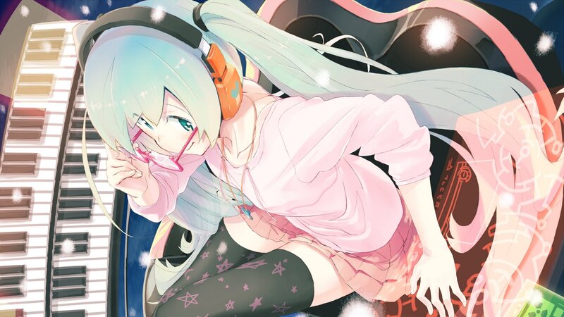 anime girl with headphones