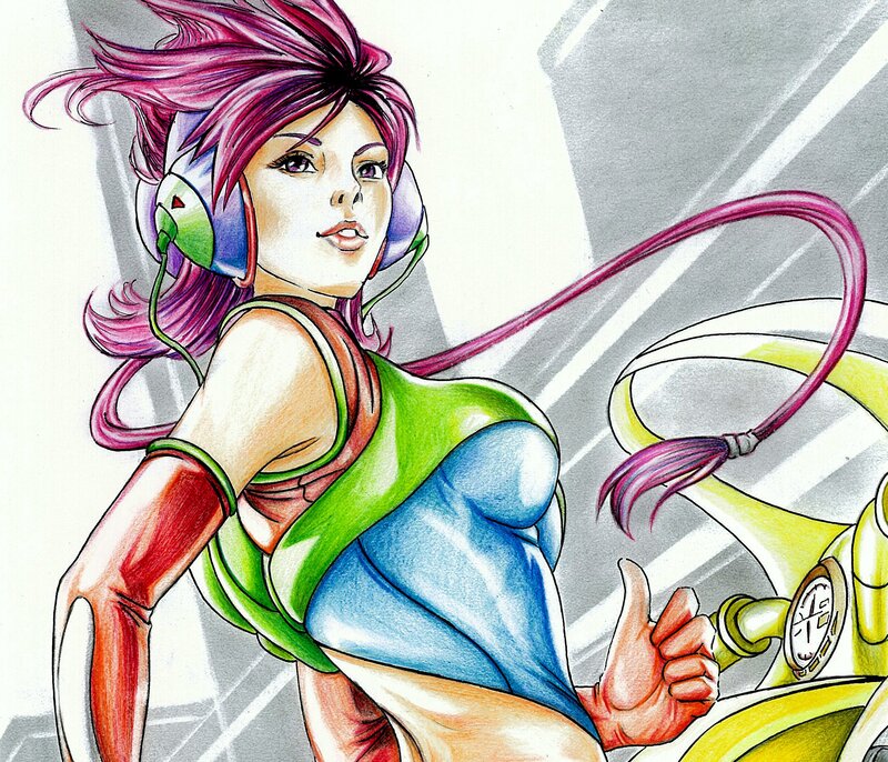 anime girl with headphones