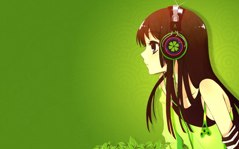 anime girl with headphones
