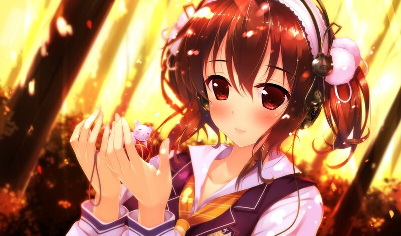 anime girl with headphones