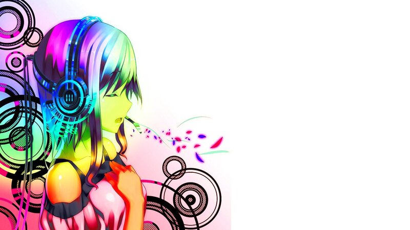 anime girl with headphones