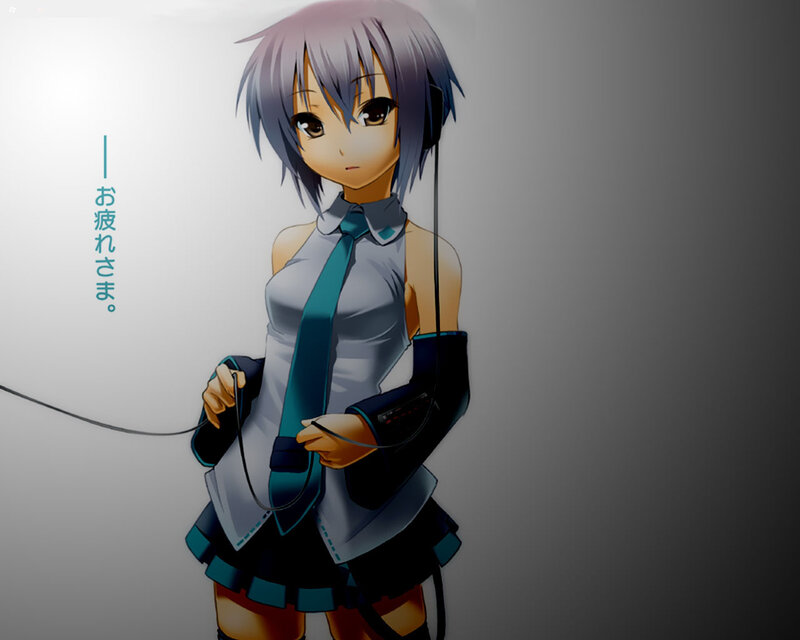 anime girl with headphones