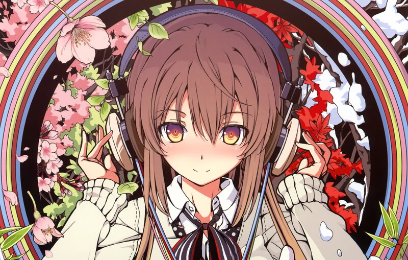 anime girl with headphones