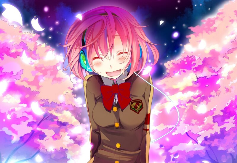 anime girl with headphones