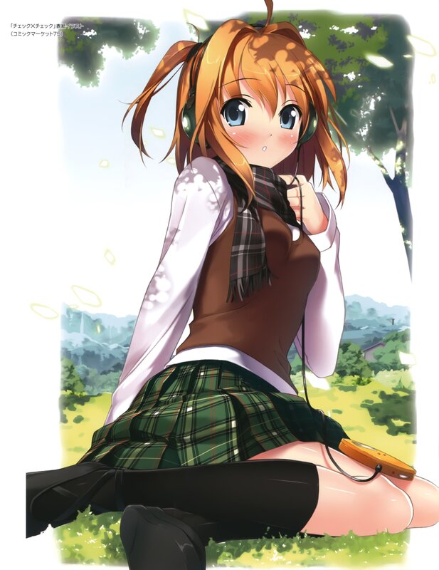 anime girl with headphones