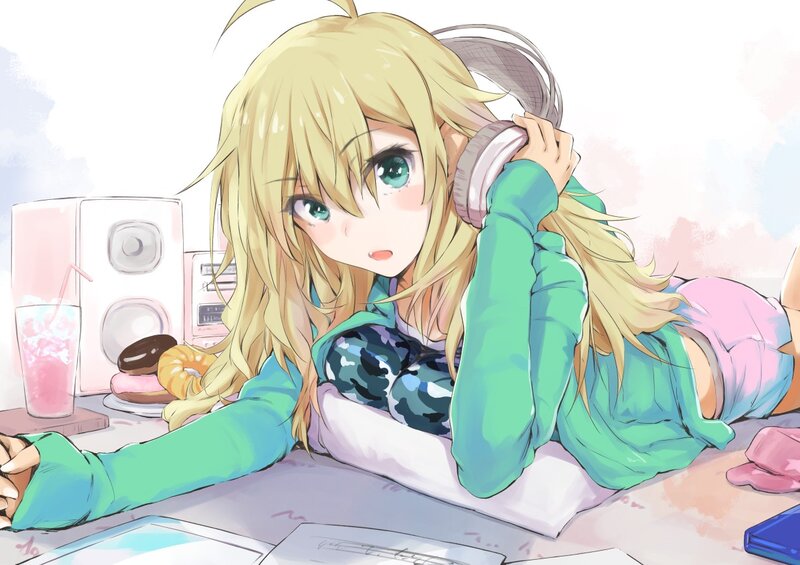 Anime girl with headphones