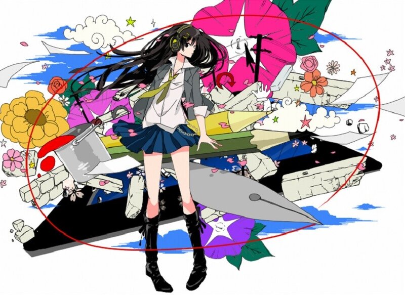 anime girl with headphones