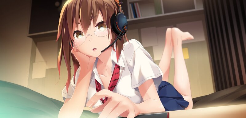 anime girl with headphones