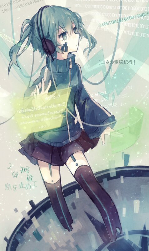 Anime girl with headphones