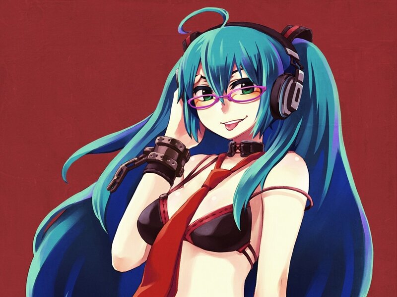 anime girl with headphones