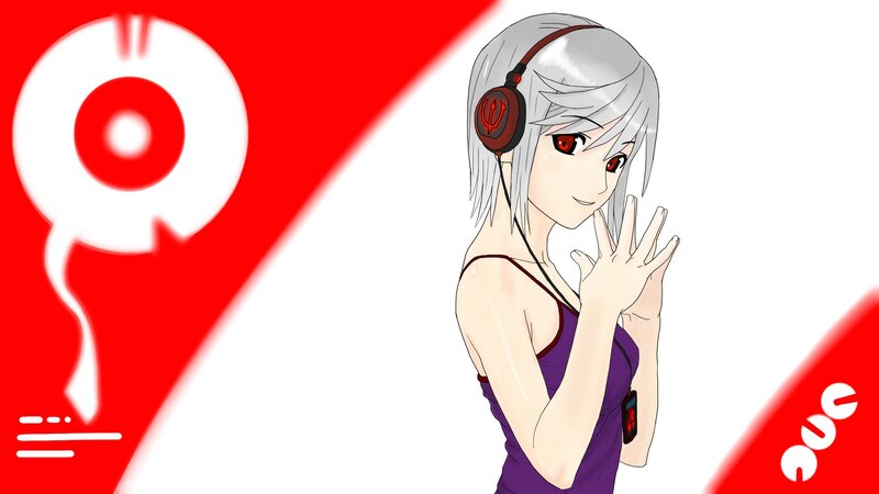 anime girl with headphones