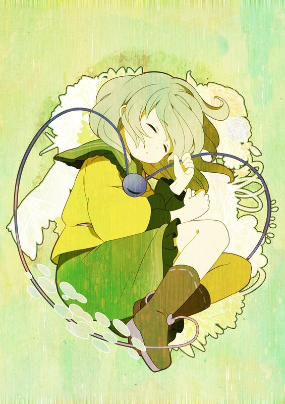 Anime girl with headphones