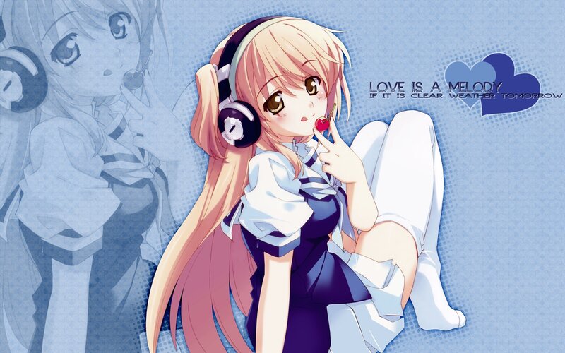 Anime girl with headphones