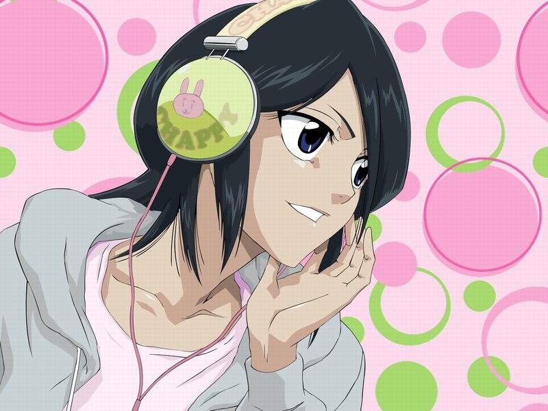 anime girl with headphones