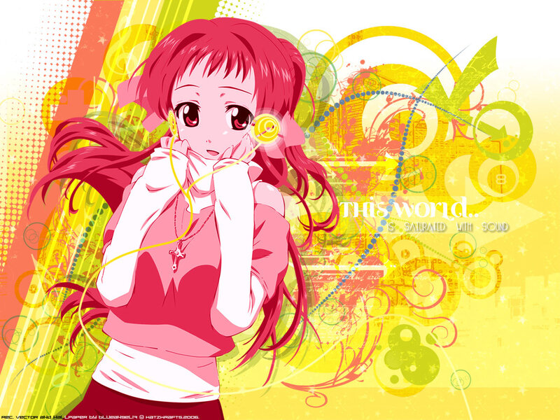 anime girl with headphones