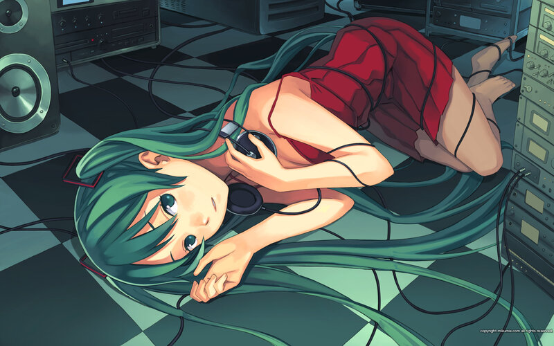 Anime girl with headphones