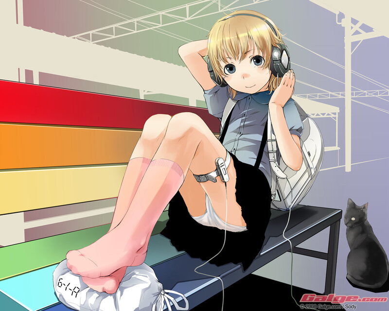 Anime girl with headphones