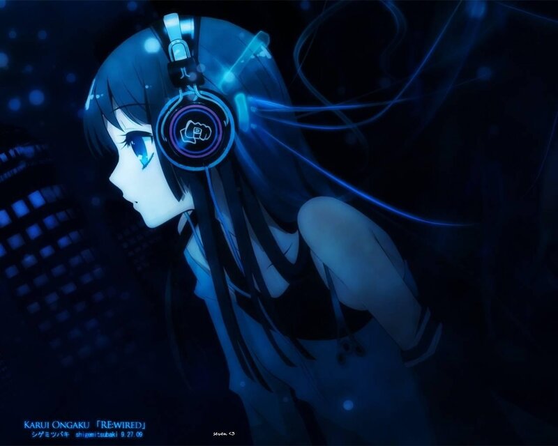 Anime girl with headphones