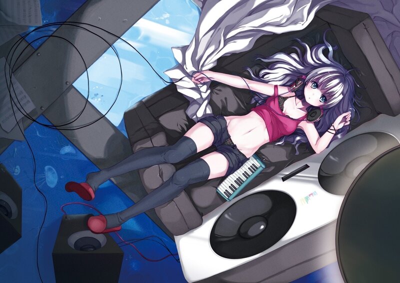 Anime girl with headphones