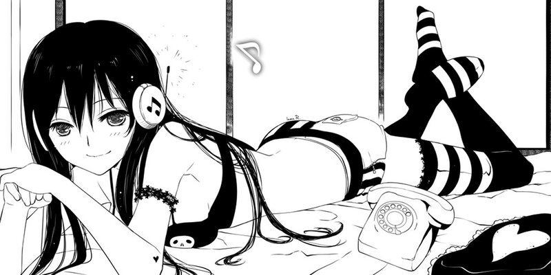 anime girl with headphones