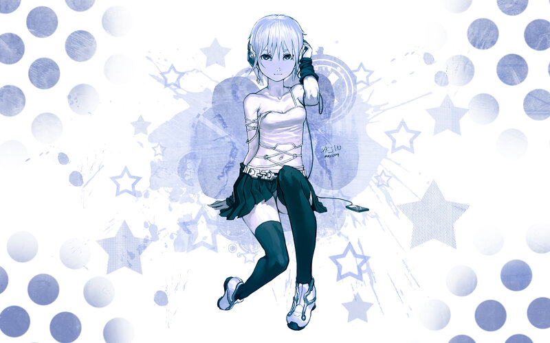 anime girl with headphones