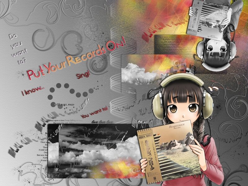 Anime girl with headphones
