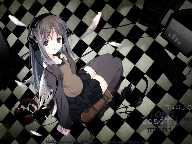 Anime girl with headphones