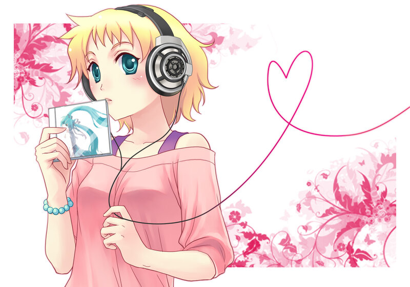 Anime girl with headphones