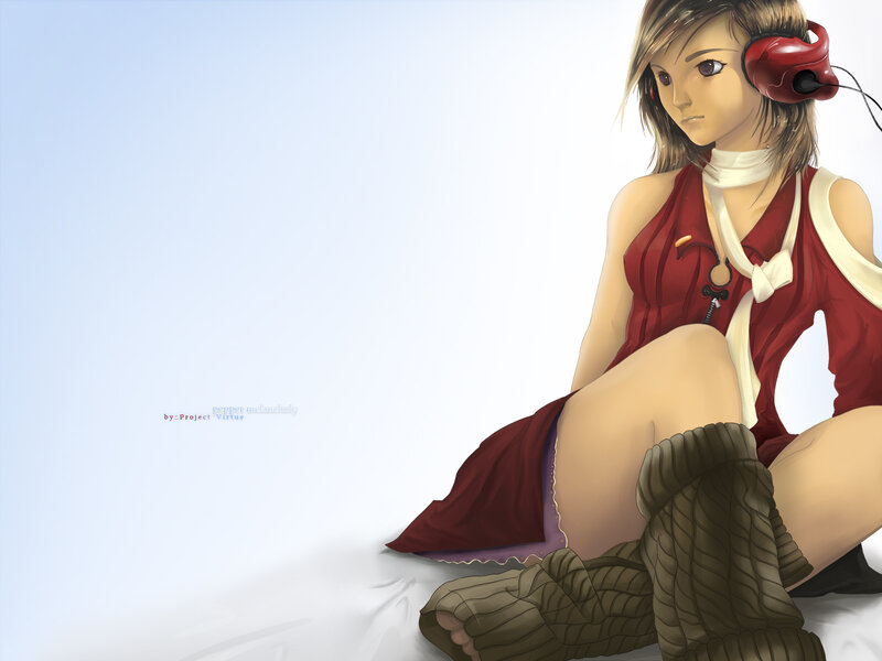 anime girl with headphones