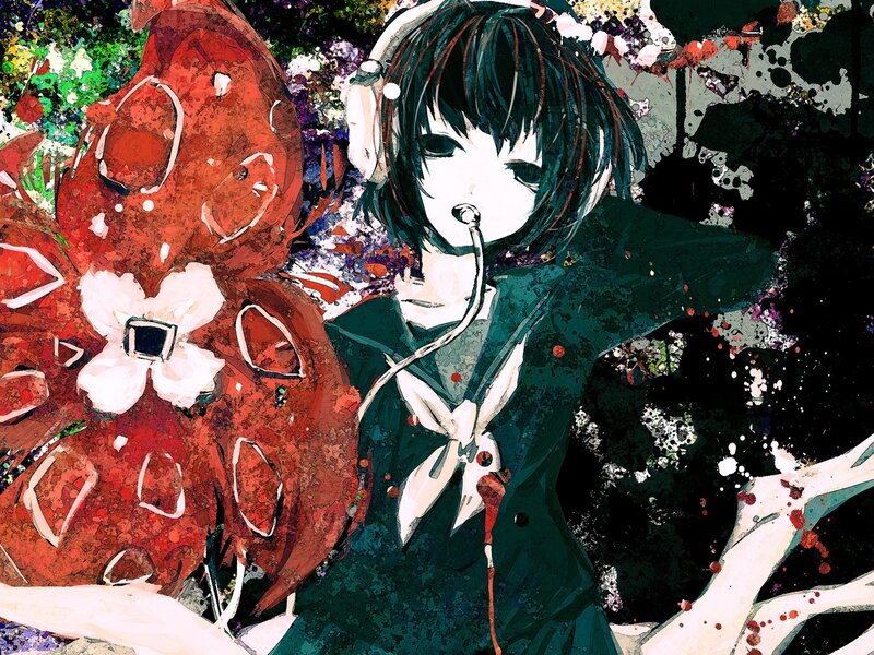 anime girl with headphones