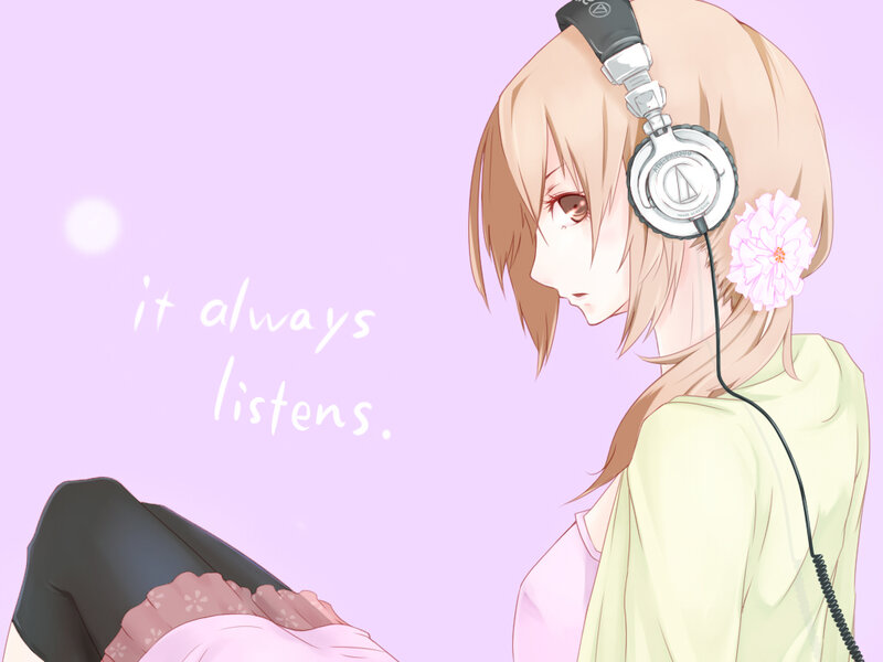 anime girl with headphones